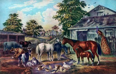 American Farm Yard in the Morning, 1857 af Currier and Ives