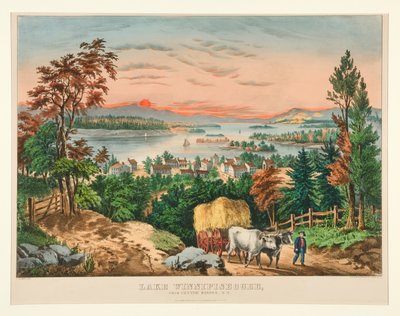 Lake Winnipesaukee, fra Center Harbor, NH af Currier and Ives