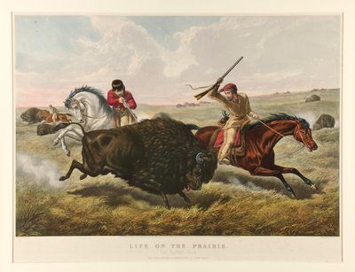 Livet på prærien: Bøffeljagten af Currier and Ives