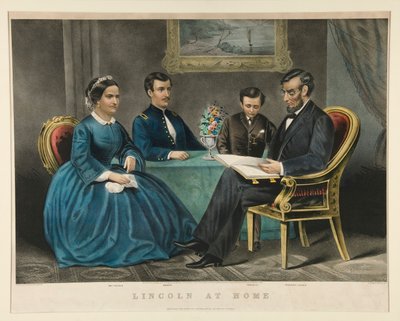 Lincoln derhjemme af Currier and Ives