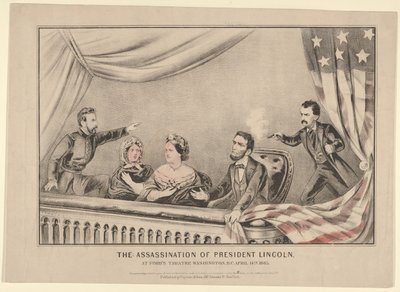 Mordet på præsident Lincoln ved Fords Theatre, Washington D.C., 14. april 1865, 1865. af Currier and Ives