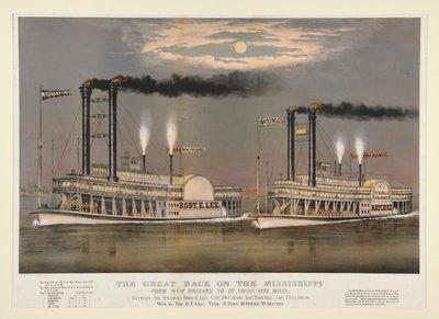 The Great Race på Mississippi/fra New Orleans til St. Louis 1210 Miles af Currier and Ives
