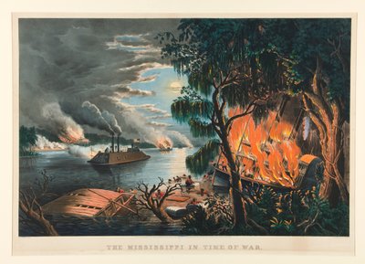 Mississippi i krigstid af Currier and Ives