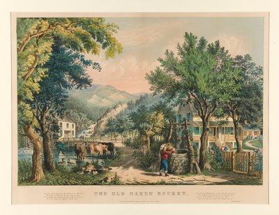 Den gamle egetræsspand af Currier and Ives