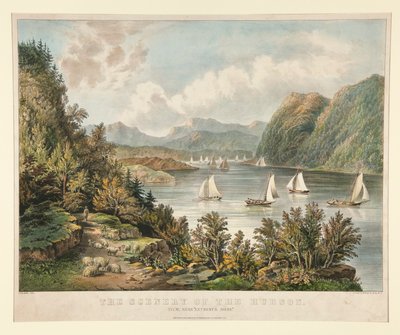 Landskabet af Hudson. Udsigt, nær af Currier and Ives