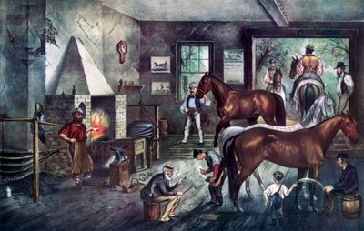 Travknækker ved smedjen, 1869. af Currier and Ives