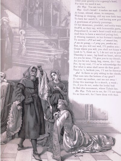 Juliet: "Er der ingen skam at sidde i skyerne?", illustration fra Romeo og Julie