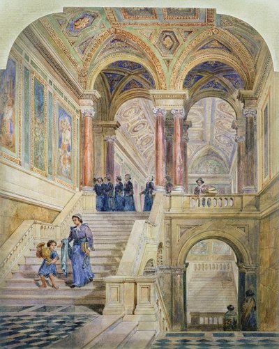 Design til trappen til Leeds Rådhus, 1853-58 af Cuthbert Brodrick
