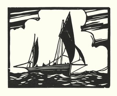 Fiskebåde og pramme: Brighton Clinker-Built Lugger (træsnit) af Cyril A. Wilkinson
