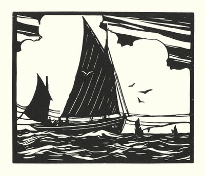 Fiskebåde og pramme: Deal Lugger (træsnit) af Cyril A. Wilkinson