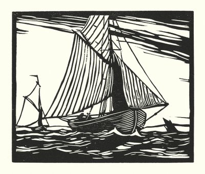Fiskerbåde og pramme: Fiskekutter, begyndelsen af det 19. århundrede (træsnit) af Cyril A. Wilkinson