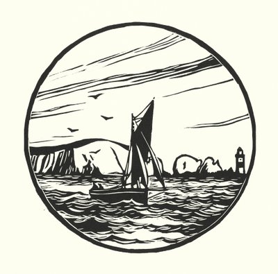 Fiskebåde og pramme: Itchen Ferry Boat (træsnit) af Cyril A. Wilkinson