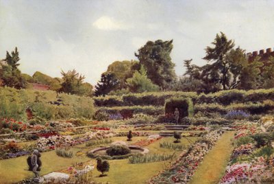 The Old Pond Garden, Hampton Court (farve litho) af Cyril Ward