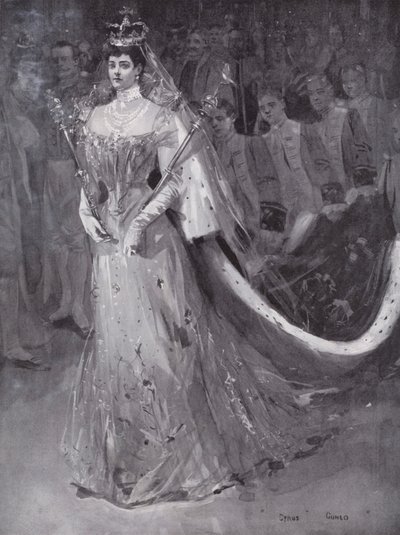 Dronning Alexandra forlader Westminster Abbey, London, efter hendes og kong Edward VII