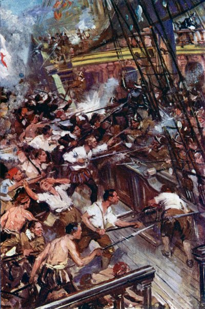 Illustration til Westward Ho! af Cyrus Cuneo