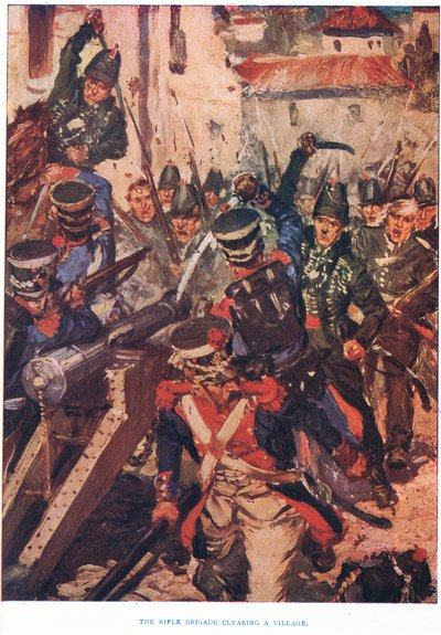 Riflebrigaden rydder en landsby, 1915 af Cyrus Cuneo
