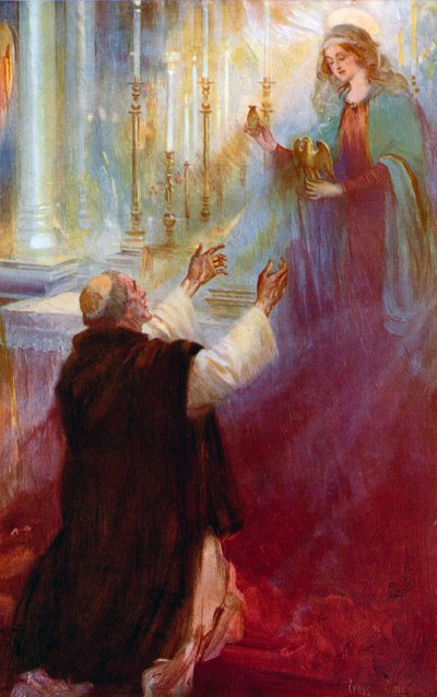 Legenden om kroningsolien og ampullen, Jomfruen, der viser sig for Thomas A Becket af Cyrus Cuneo