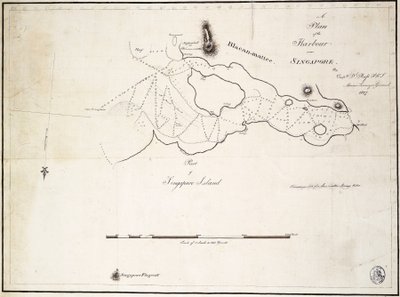 En plan over havnen nær Singapore af kaptajn D.l. Ross, FRS Marine Surveyor General af D. I. Ross