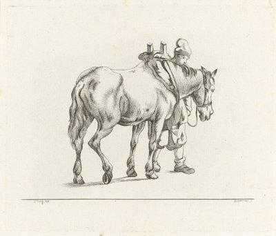 Mand går ved siden af ​​en hest af D. Merrem