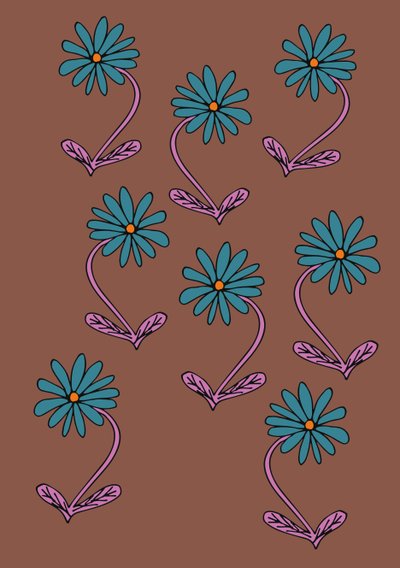 Tusindfryd gentager brun baggrund (digital) af Daisy de Villeneuve