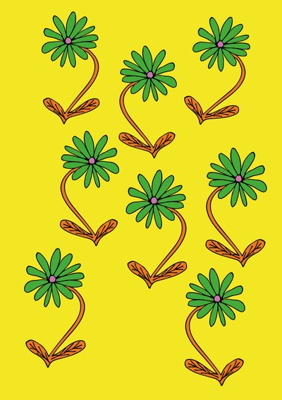 Tusindfryd gentager gul baggrund (digital) af Daisy de Villeneuve