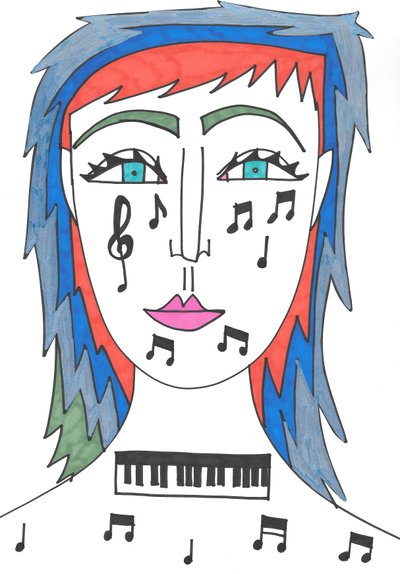 Musik (tusch på papir) af Daisy de Villeneuve
