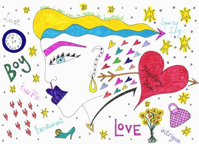 Sparks Fly, 2017 (tusch på papir) af Daisy de Villeneuve