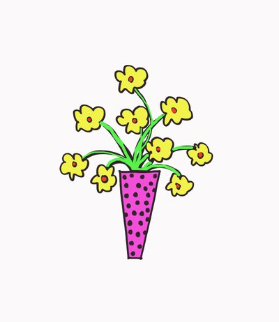 Vase of Flowers (pen på papir  Photoshop) af Daisy de Villeneuve
