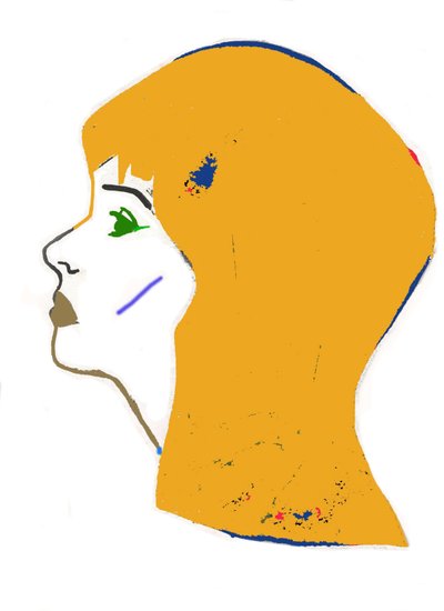 Yellow Head,2017 (filtpen på papir) af Daisy de Villeneuve