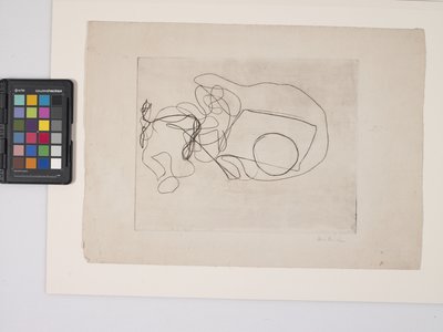 Uden titel, ca. 1938 (gravering på råhvidt vævet papir) af Dalla Husband