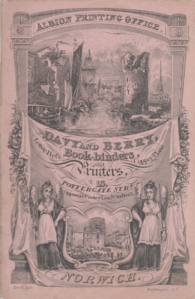 Handelskort for Davy og Berry, Bogbinder og Printer, 1800-tallet. af Dallinger