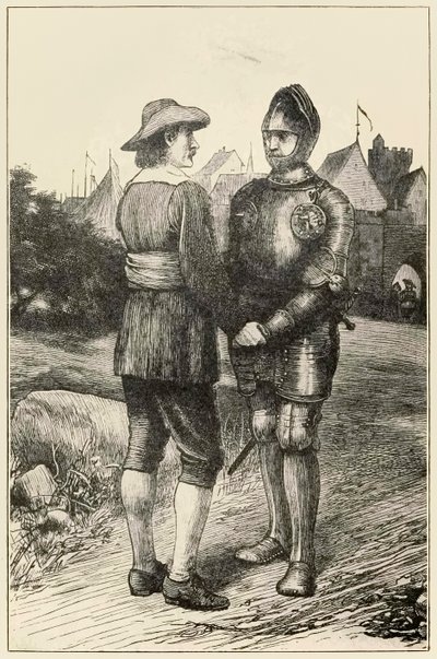 Hopeful and Christian fra The Pilgrims Progress From This World, To That What Is To Come af John Bunyan (1628-1688) illustration af Thomas Dalziel (1823-1906) Hopeful from the town of Vanity slutter sig til C af Dalziel Brothers