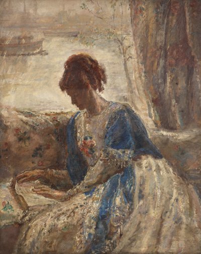 Contre-jour - Kvinde sidder ved et vindue (recto) af Dame Ethel Walker