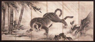Tiger [til venstre for parret Dragon og Tiger], midten af 1500-tallet (blæk på papir) (se også 6114494) af Dōan Yamada
