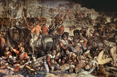 The Meeting of Wellington and Blucher after Waterloo (vægmaleri) (detaljer fra 200144) af Daniel Maclise