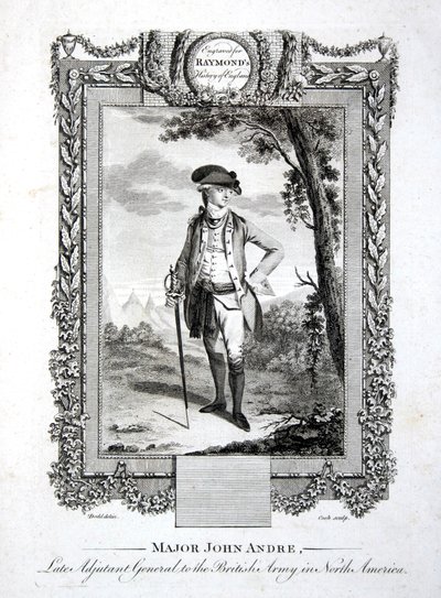 Major John Andre, afdøde generaladjudant for den britiske hær i Nordamerika, indgraveret af Thomas Cook (1744-1818) c.1785 (gravering) af Daniel (after) Dodd