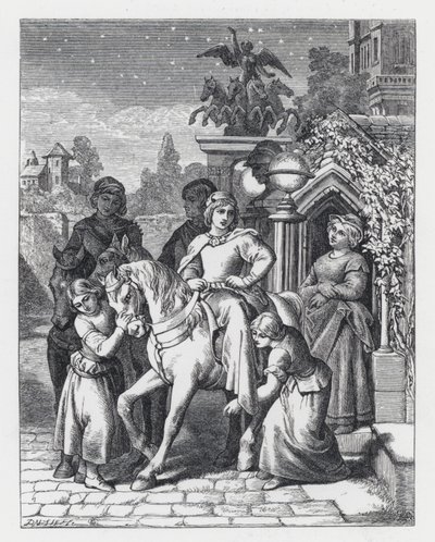 Illustration til Tennysons digt, The Princess (gravering) af Daniel (after) Maclise