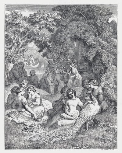 Illustration til Tennysons digt, The Princess (gravering) af Daniel (after) Maclise