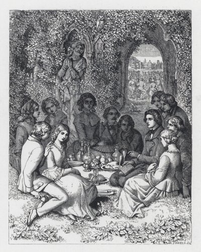 Illustration til Tennysons digt, The Princess (gravering) af Daniel (after) Maclise