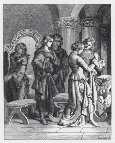 Illustration til Tennysons digt, The Princess (gravering) af Daniel (after) Maclise