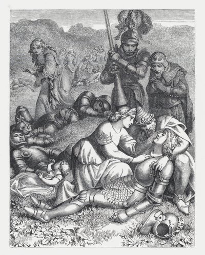 Illustration til Tennysons digt, The Princess (gravering) af Daniel (after) Maclise