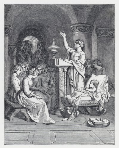 Illustration til Tennysons digt, The Princess (gravering) af Daniel (after) Maclise