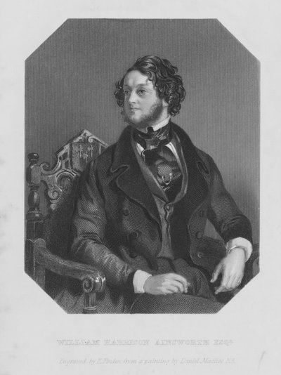 Portræt af William Harrison Ainsworth (gravering) af Daniel (after) Maclise