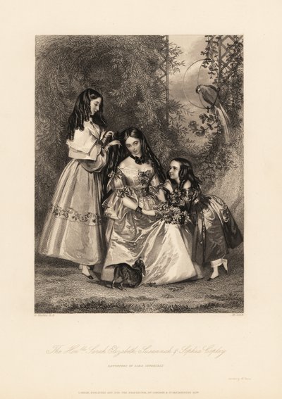 Sarah Elizabeth, Susannah og Sophia Copley, døtre af John Copley af Daniel (after) Maclise