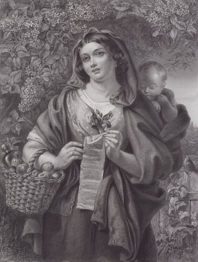 The Ballad Singer (gravering) af Daniel (after) Maclise