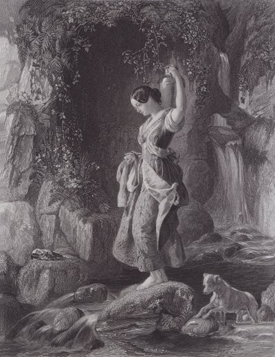 Vandfaldets nymfe (gravering) af Daniel (after) Maclise