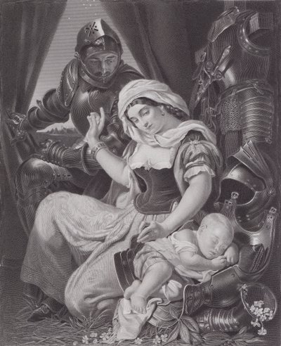 Krigerens vugge (gravering) af Daniel (after) Maclise