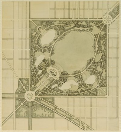 Plan over Chicago, Plade 62, Plan over en foreslået park, 1909. af Daniel Burnham