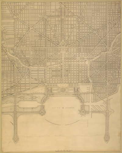 Tavle 110 fra The Plan of Chicago, 1909: Chicago. Plan over det komplette gadesystem... af Daniel Burnham