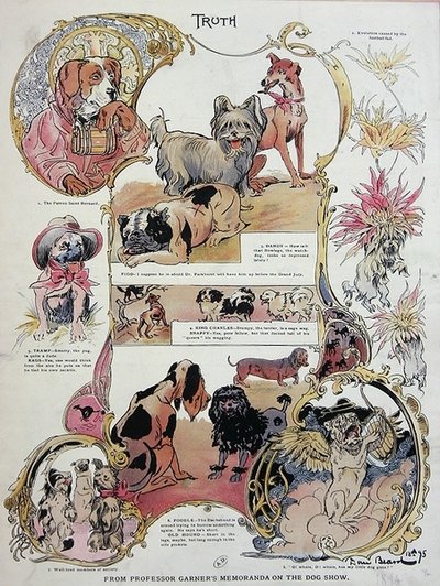 Lethjertet og humoristisk skildring af hunde på en hundeudstilling af Daniel Carter  Beard